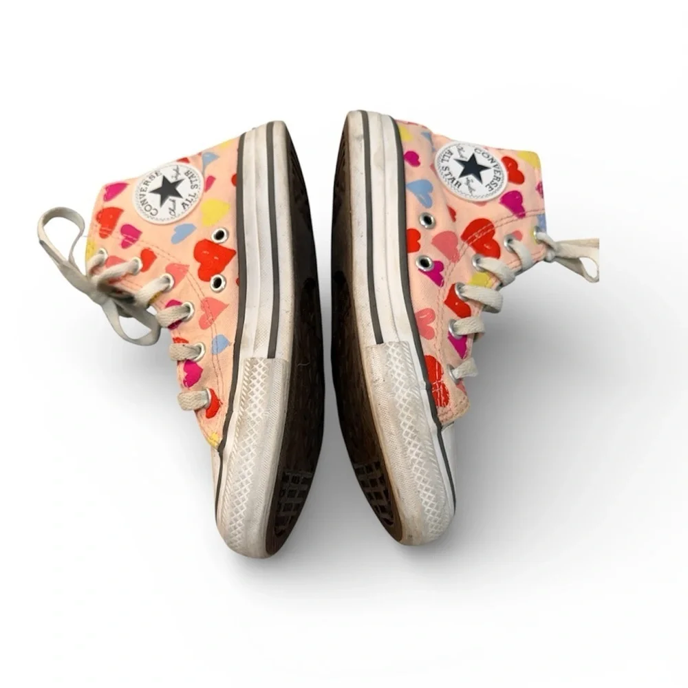 Coverse girls kids Colorful Heart Pattern High-Top Sneakers size 1
